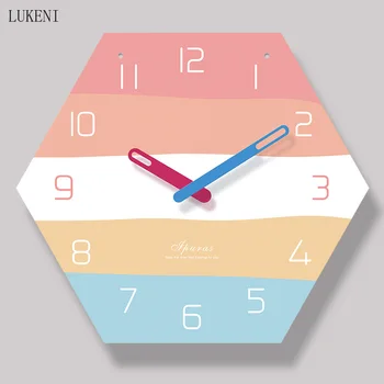 

Rainbow gradient Hexagonal 14-inch lanyard wall clock Home Decor Wall Decor