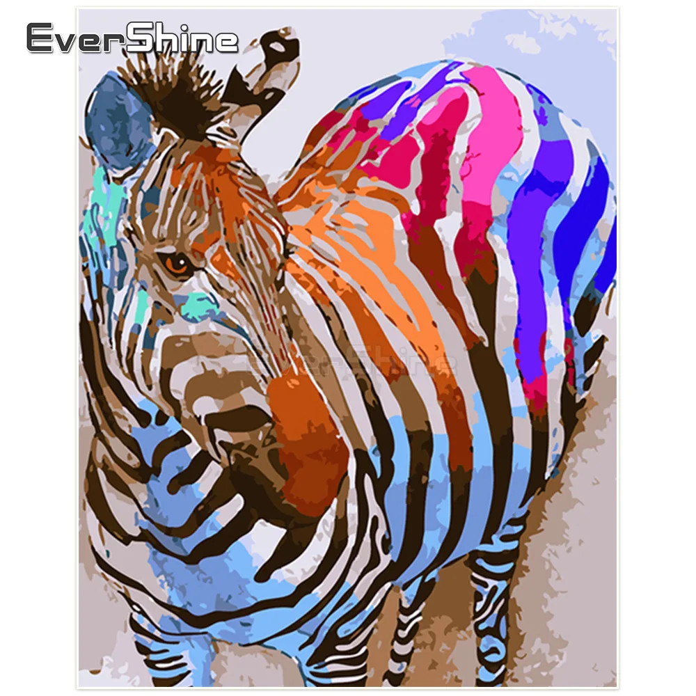 Evershine 5D Diamond Painting Cross Stitch Zebra Full Square Mosaic Rhinestones Embroidery Animals Home Decor | Дом и сад