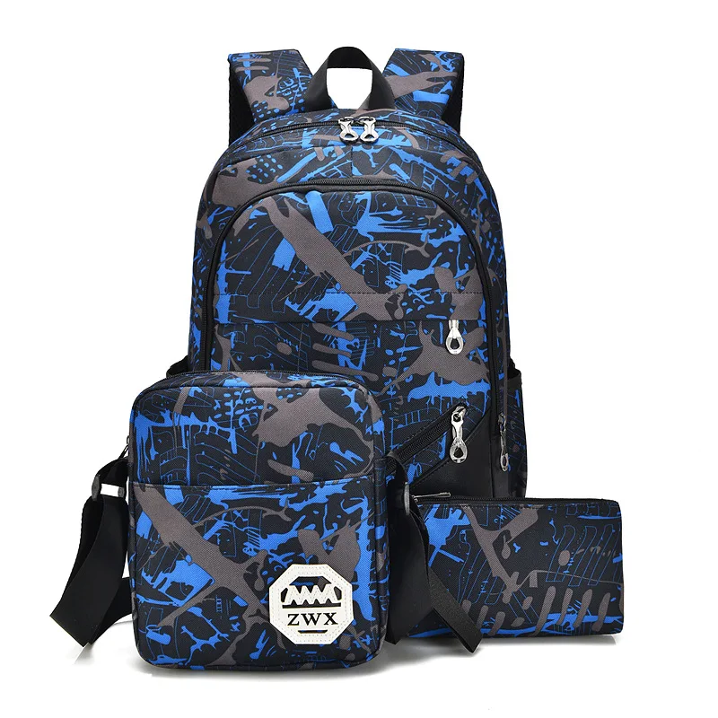 

New Style Backpack Three-piece Set-Style South Korea Men And Women Schoolbag Large Capacity Travel Backpack