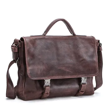 

Genuine Leather men's shoulder messenger bag multifunctional men portable briefcase soft leather handbags