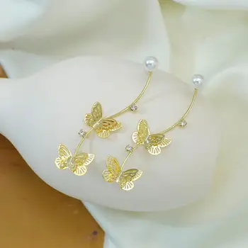 

AENSOA Japanese Korean Minimalist Gold Color Butterfly Earrings 2020 New Personality Long Earrings For Women Party Jewelry Gift