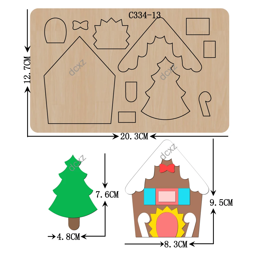 Новинка, круглые открытки с бантиком, цветами, мороженым, рождественским домом, буквами белки, деревянные штампы для скрапбукинга C2136, вырубные штампы разных размеров - Цвет: C334-13