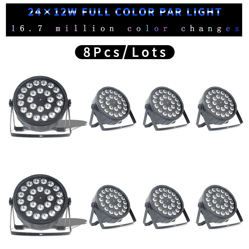 8pcs/lots 24x12W RGBW 4in1 Remote Control Led Par Light 24*12W Wall Washer Disco With DMX512 Effect Stage | Лампы и освещение