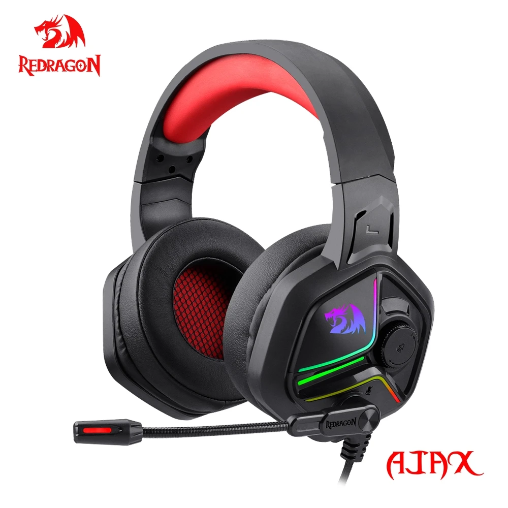 Redragon AJAX H230 RGB gaming Headphone3.5mm Surround sound Computer headset Earphones Microphone for PS4 Switch Xbox-one