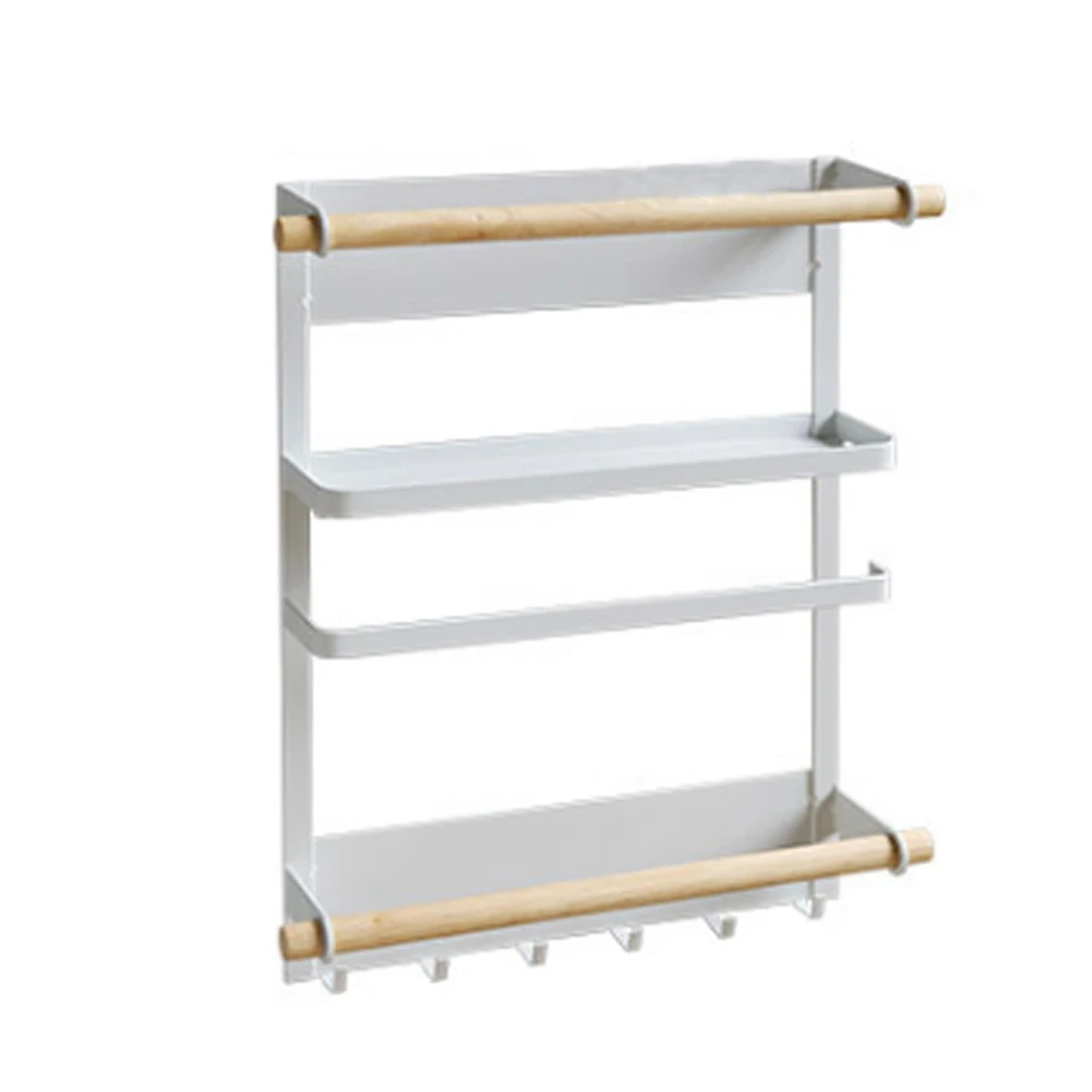 

Metal Kitchen Rack Magnetic Fridge Organizer Spice Rack Paper Towel Roll Holder Storage Shelf PAK55