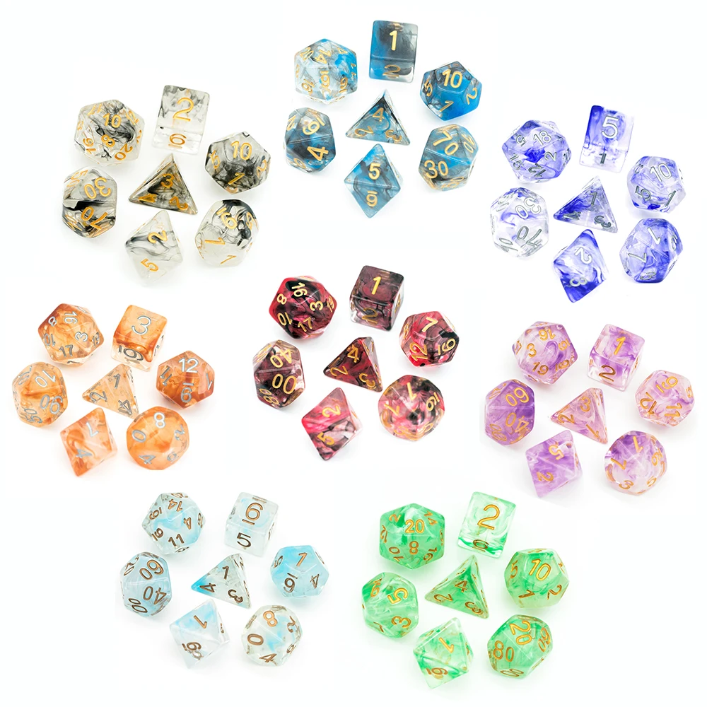 7Pcs/set Swirl DND Dice D&ampD D4 D6 D8 D10 D% D12 D20 Polyhedral Games Set for Table MTG RPG | Спорт и развлечения