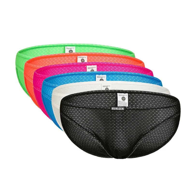 6 шт./лот мужское сексуальное нижнее белье трусы для геев Сетчатое нейлоновое