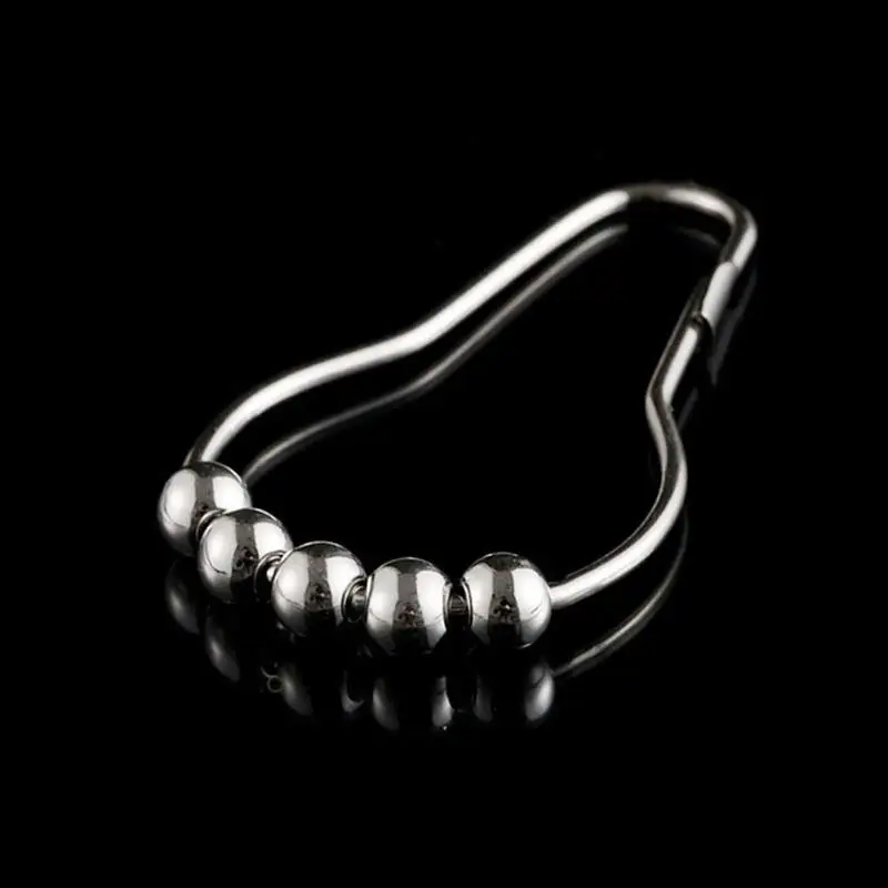 6Pcs/Set Metal Stainless Steel Shower Bathroom Curtain Room Curtain Rings Hooks Buckles Window Glide Accessories W5O8