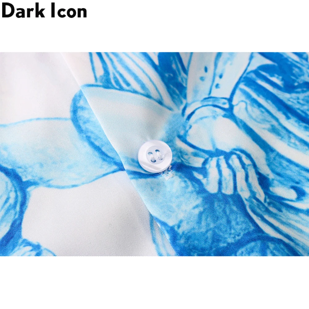 Dark Icon Printed Hawaiian Shirt Men Summer Vintage Polo Shirt Street Fashion Men's Shirts Short Sleeve