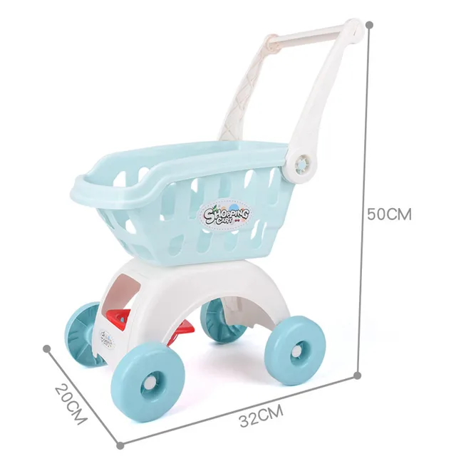 28Pcs/set Kids Large Supermarket Shopping Cart Trolley Push Car Toys Basket Simulation Fruit Food Pretend Play House Girls Toy 6
