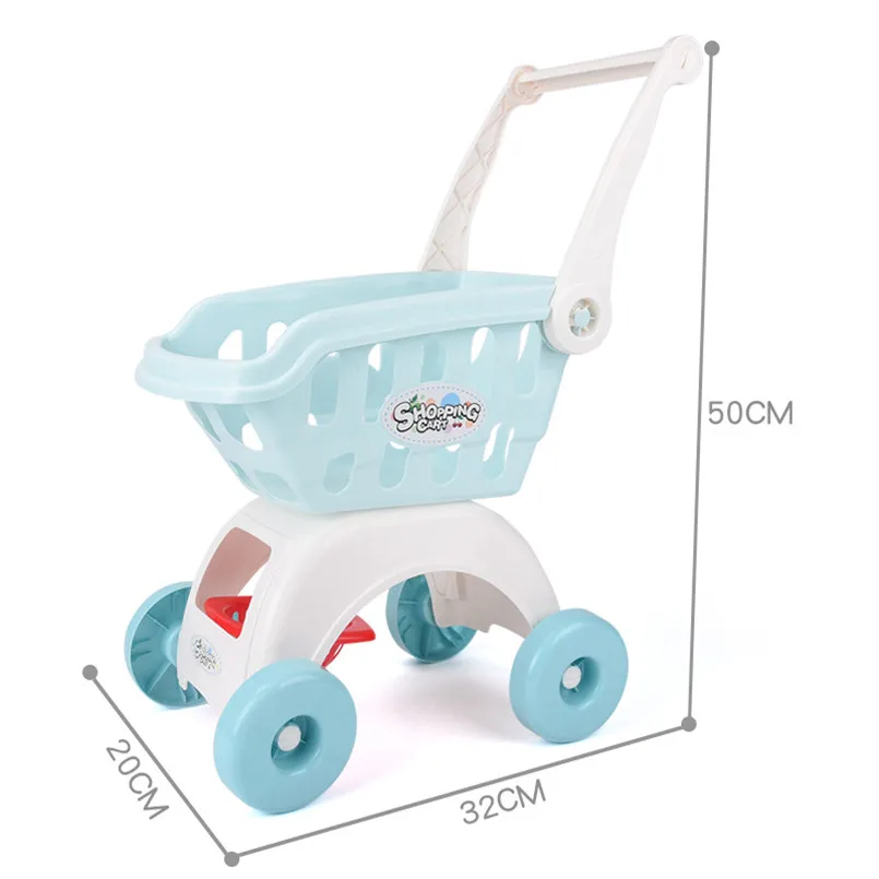 28Pcs/set Kids Large Supermarket Shopping Cart Trolley Push Car Toys Basket Simulation Fruit Food Pretend Play House Girls Toy 6