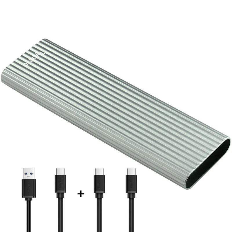 Silver 2 Cables H1111Z M2 SSD чехол NVME SSD корпус M.2 для usb type C алюминиевый корпус для NVME PCI-E M ключ SSD диск NVME SSD коробка - Цвет: Silver 2 Cables