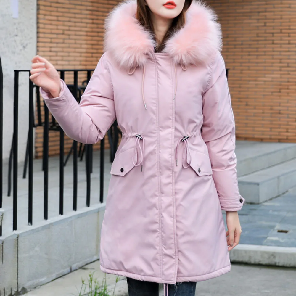 nouvelle mode hiver vestes et manteau en coton veste Para capuche coton fourrure col manteau femmes vêtements d'ext érieur chau