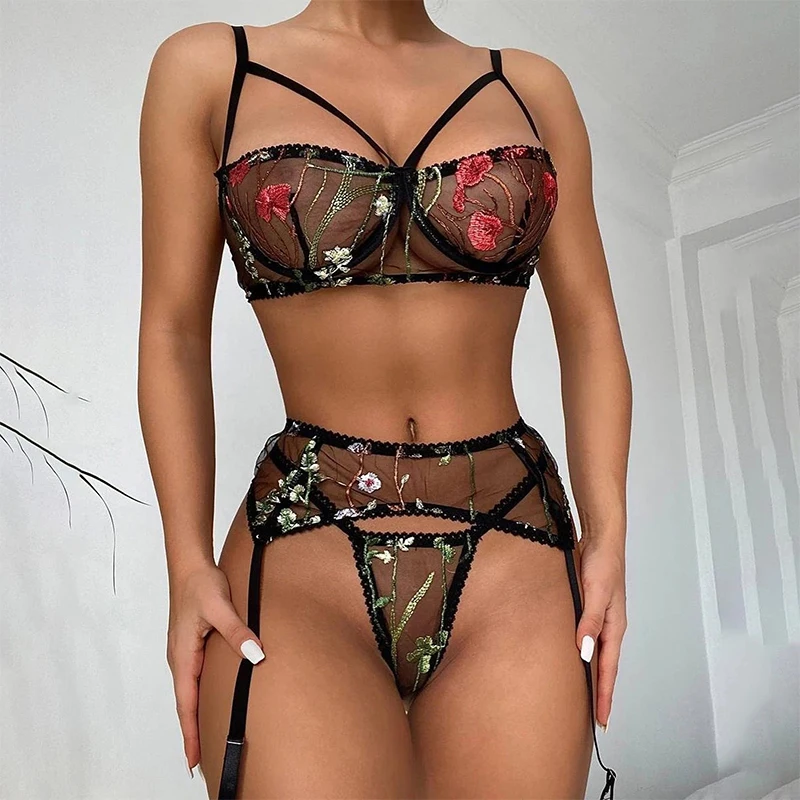 Bra And Panty Plus Size Underwear Women Push Up Top See Through Sexy Lingerie Set Transparent Thongs Intimates Accessories 18 bra panty sets