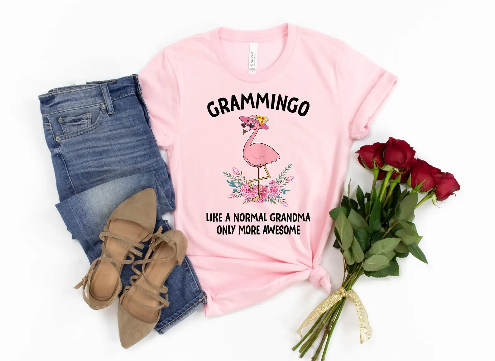 

Cute Grandma/Grandmother T-Shirt Women Funny Flamingo Grammingo Like A Normal Grandma Only More Awesome T Shirts Graphic Tee Top