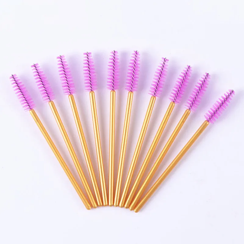 Golden Purple 50PCS 50 шт. мини одноразовые кисти для наращивания ресниц натуральные палочки Аппликатор разноцветные ресницы косметические кисти инструменты для макияжа - Handle Color: Golden Purple 50PCS