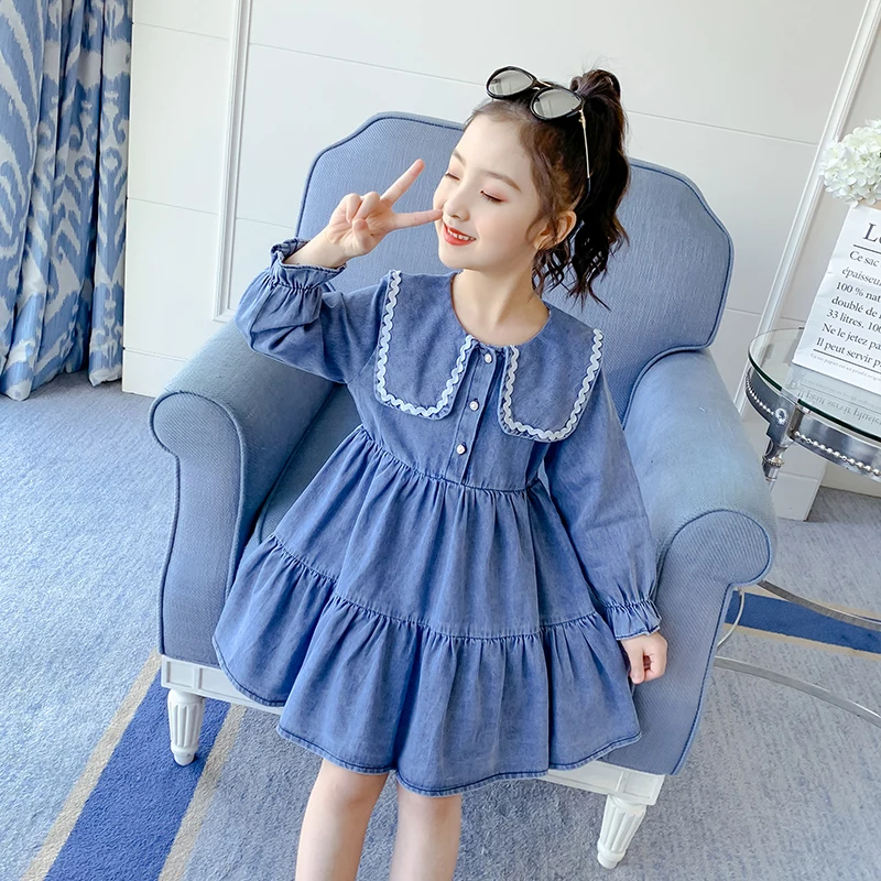 Girls Dresses New Summer Teen Princess Dress For Girls Korean Jean