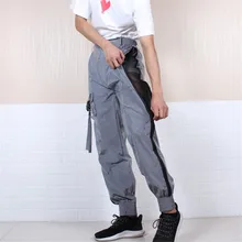 Светоотражающие спортивные штаны в стиле хип-хоп; яркие длинные брюки-карго для пар; комбинезоны; pantalones hombre; уличная одежда для бега; pantalon homme