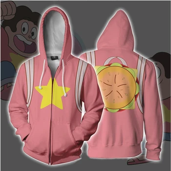 

Anime Steven Universe Cosplay Costumes Steven Quartz Universe Hoodies Sweatshirts Pink Hooded Zipper Jacket Coat For Men CS181