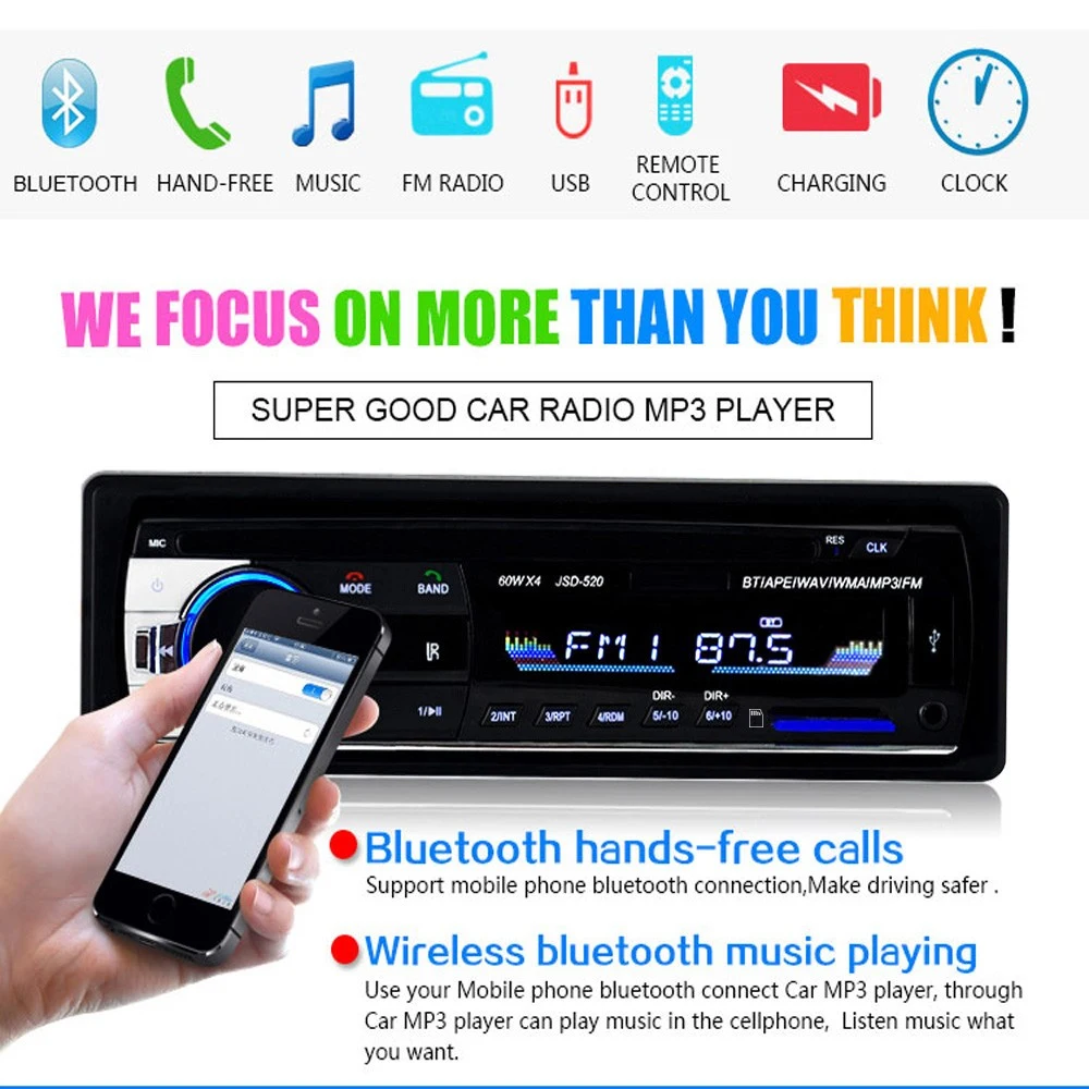 OiLiehu Car Radio Stereo Player Digital Bluetooth Car MP3 Player FM Radio Stereo Audio Music USB/SD with In Dash AUX Input pioneer double din