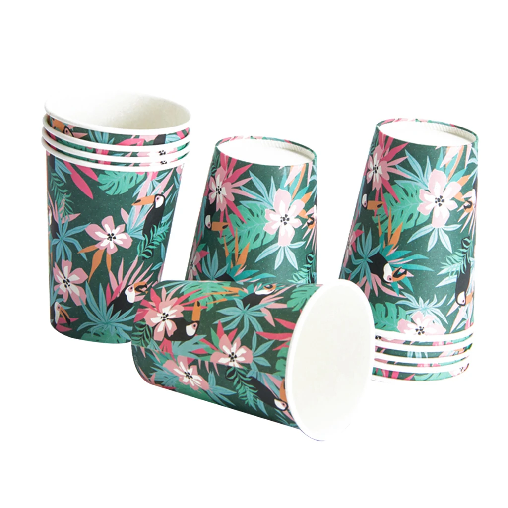 12pcs Paper Cup Summer Animal Series For Birthday Party Jungle Themed Party Forest Theme Decor Cups Party Supplies