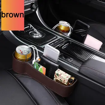 

Universal Car Seat Gap Organizer Storage Box PU Leather With Slit Crevice Side Seat Auto 12V Drive Lighter Cigarette Access J4H9