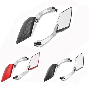 

X Autohaux Pair Motorcycle Rearview Mirrors 7/8 Inch Handlebar with 10mm 8mm Adapters 3D Black Red Carbon Fibre Pattern