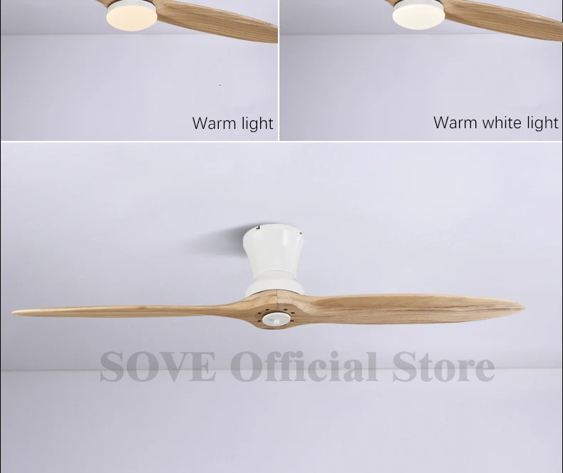 60 Inch Village Wooden Ceiling Fan With Light 2 Blade DC Motor Wood Ceiling Fans Without Light Decorative Ceiling Light Fan Lamp