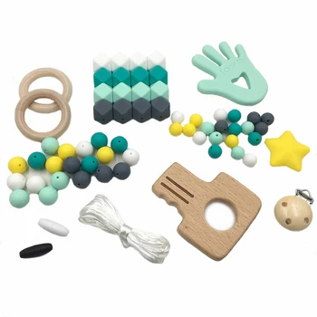 

Charm Teething Toys Nursing Necklace Set Non-toxic Beads DIY Infant Baby Pacifier Clips