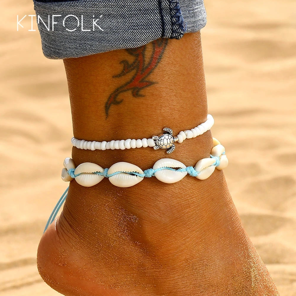 KINFOLK Shell Anklets For Women Bohemian Foot Jewelry Summer Beach Bracelet Ankle On Leg Ankle Strap Accessories Shell Anklets KINFOLK Shell Anklets For Women Bohemian Foot Jewelry Summer Beach Bracelet Ankle On Leg Ankle Strap Accessories Shell Anklets