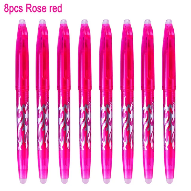 8pcs rose red DELVTCH 0,5 мм стираемые костюм гелевая ручка синий/черные чернила магия стираемую заправки и ручки Комплект для школы и офиса пишущих инструментов студент S - Цвет: 8pcs rose red
