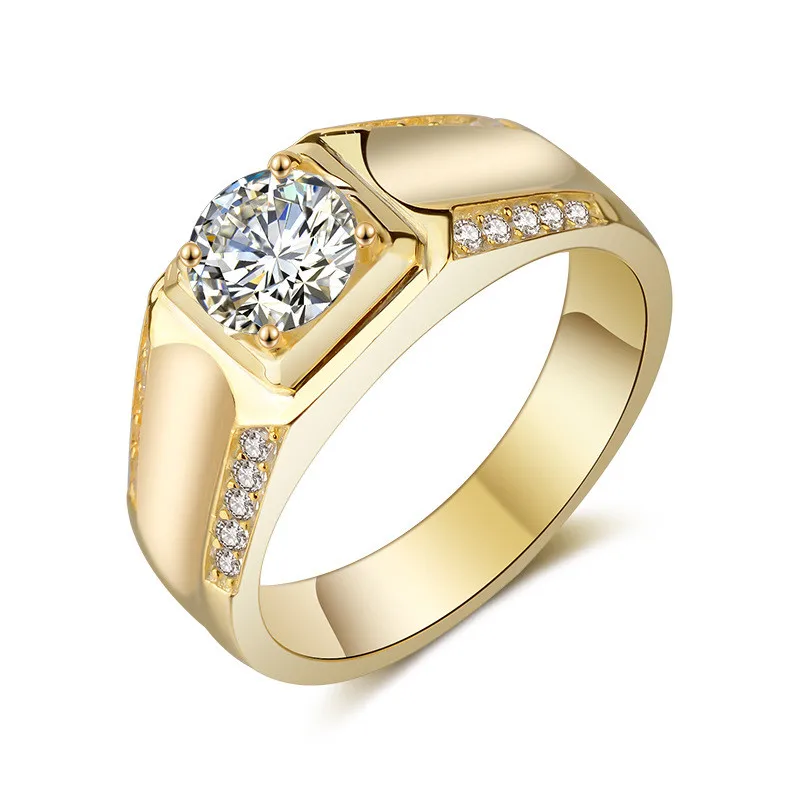 Genuine high quality Commerce Double row carat simulation Moissanite wedding got engaged Man's ring Free shipping MJZ014