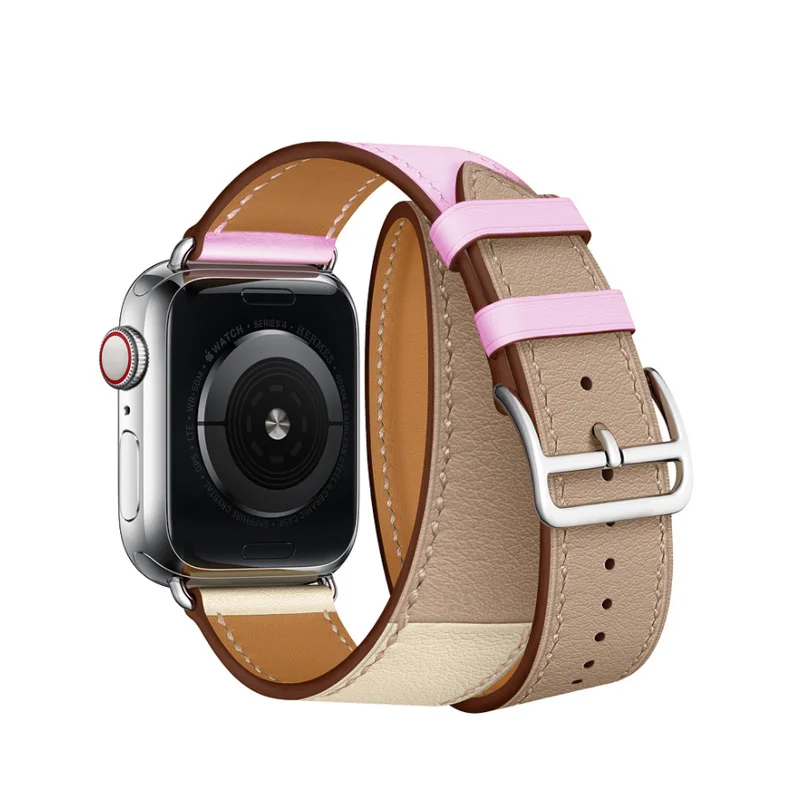 Double tour-Pink2 Новейший ремешок для часов для Apple Watch Series 4 40-44 мм кожаный ремешок для часов Apple iWatch Series 2 3 браслет на запястье - Цвет ремешка: Double tour-Pink2