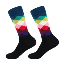 Casual Socks durable comfortable Diamond Printed Cotton Blend Dress Hosiery Footwear Accessories