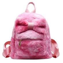 

Kawayi Women Winter Bag Bowknot Plush Bag Students Zipper Backpack Travel Bag Teenagers Ladies Bag Casual Cute Small Backpacks