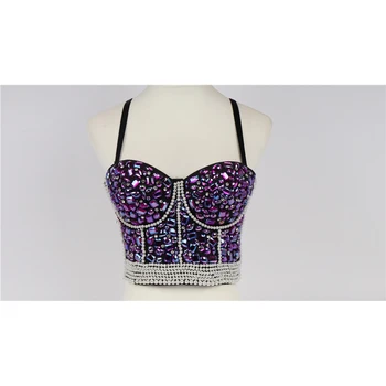 

2020 summer Women feminine short top corset shoulder straps adjustable comfortable bra fashion beaded solid color top Ladies Bra