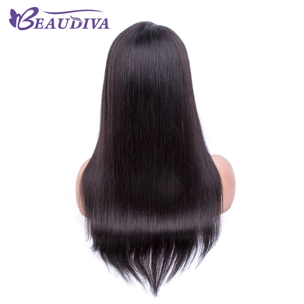 Brazilian Side Part Lace Wig Straight Human Hair Wigs For Black Women Remy Beaudiva 150% Density Lace Wig with Baby Hair 18inch