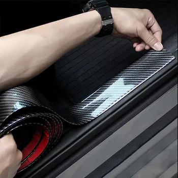 

Carbon Fiber Car Bumper Sill Protector Plate Rubber Cover Guard Pad Moulding Strip Soft Trim Bumper DIY Door Sill Protector #Ger