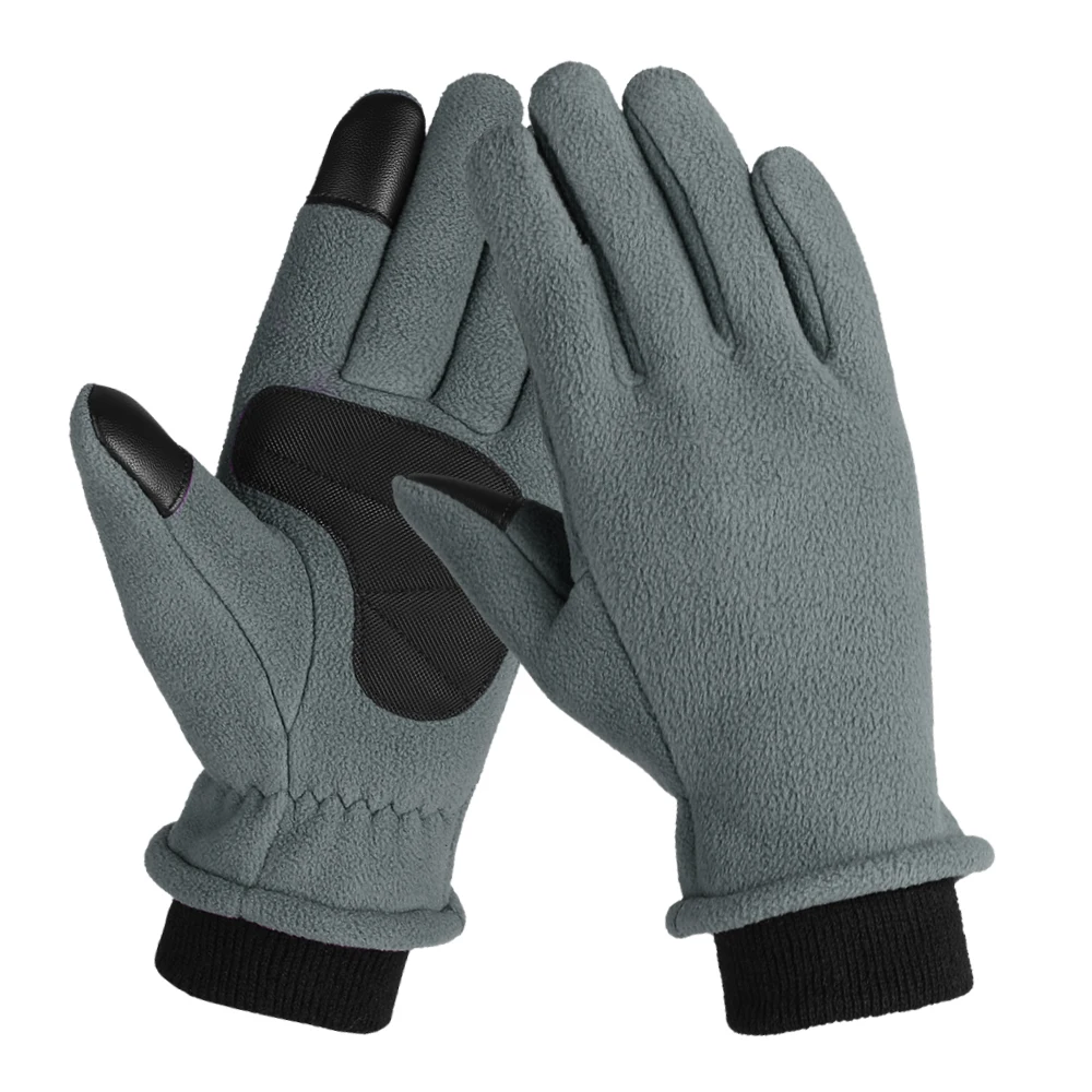 Унисекс перчатки с сенсорным экраном зимние теплые флисовые перчатки для езды на открытом воздухе мотоциклетные перчатки для катания на коньках полный палец перчатки с сенсорным экраном - Цвет: Серый