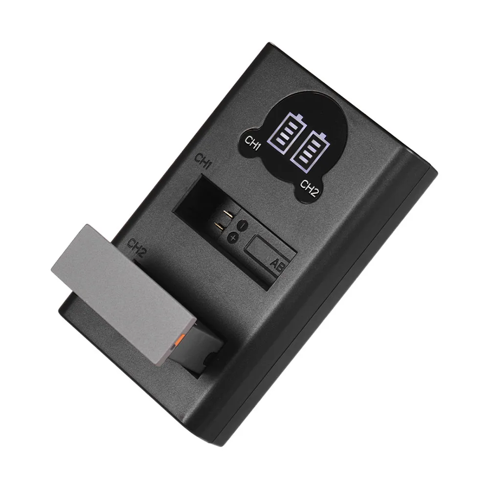 Charging Kit LCD Smart Display Dual Port Dual Channel Charger with Li-ion Battery USB Charging Cable for DJI OSMO Action Camera