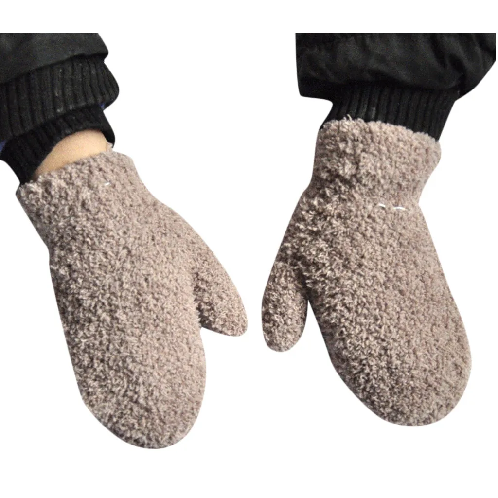 Плюшевые толстые теплые детские перчатки, зимние Бархатные рукавички, детские перчатки из кораллового флиса для детей 1-4 лет