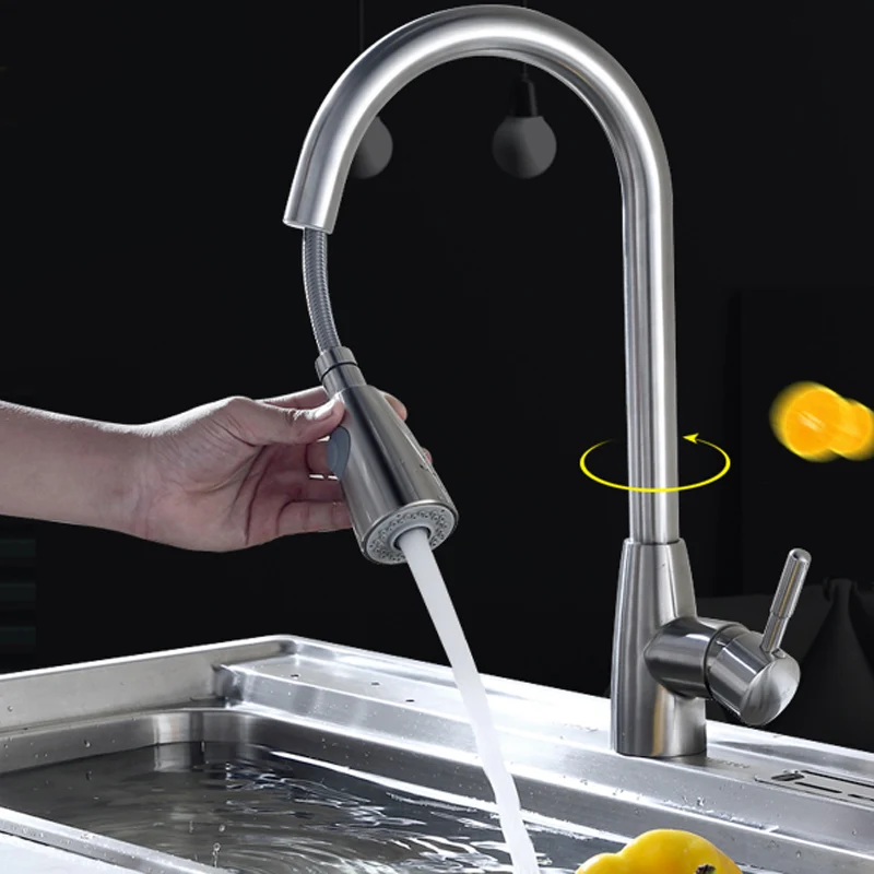  HOT Kitchen Faucet Pull-Down Sprayer Head Noise Reduction 2 Modes Single Hole Mixer Tap NDS - 4000535725487