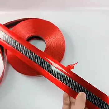 

Trim Door Sill Strip Carbon Fiber Red Trunk Side Bumper SUV Anti-Collision
