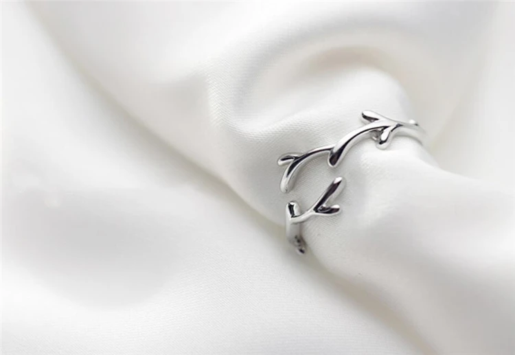 Sole Memory Cool Fresh Literary Twig Simple Cute 925 Sterling Silver Female Resizable Opening Rings SRI433