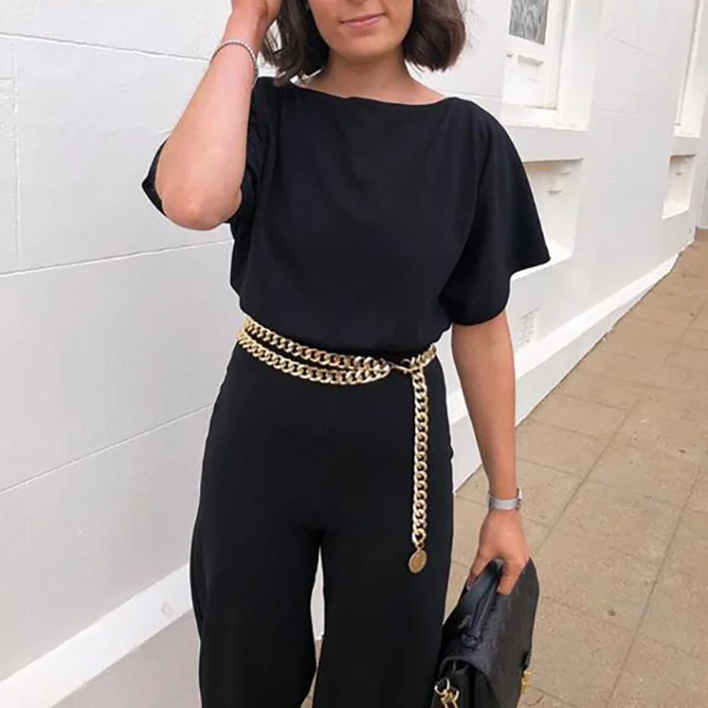 Women Metal Chain Belt Hip Thick All-match Waistbands Chunky Fringe Belts Fashion Female Gold Silver Party Dress Designer Chains - Цвет: Золотой