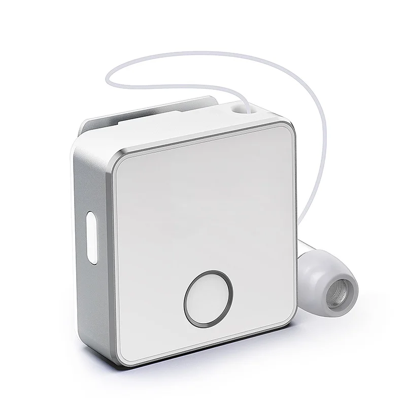 Mini Bluetooth 5 0 Headphone Clip on Cable Retractable Earphone Wireless Music Headsets Vibration Alert Hands free w Mic