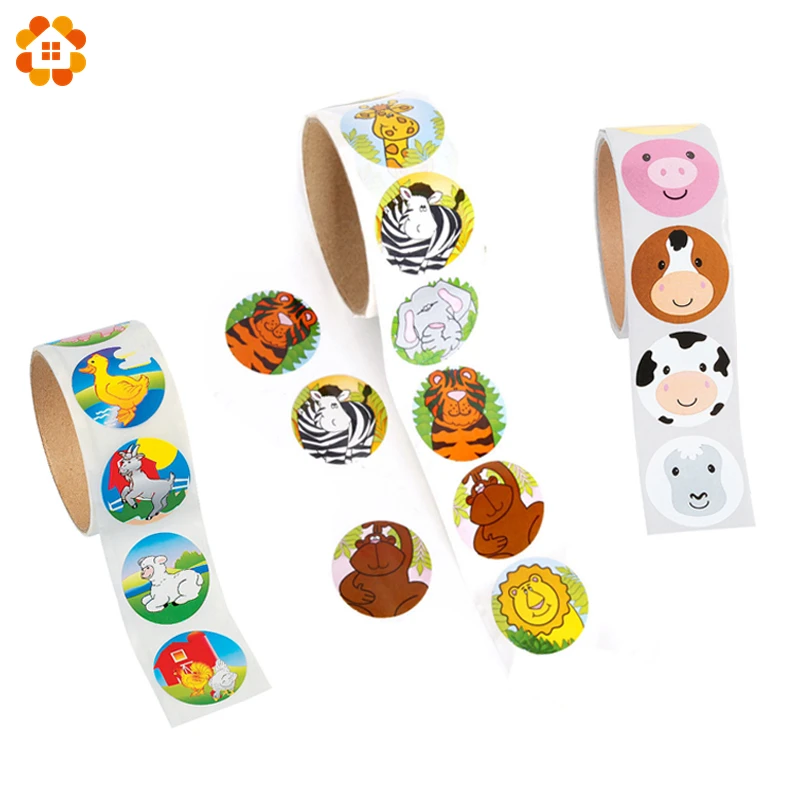 100 шт./рулон бумажные наклейки в виде животных|Сувениры для вечеринок| |