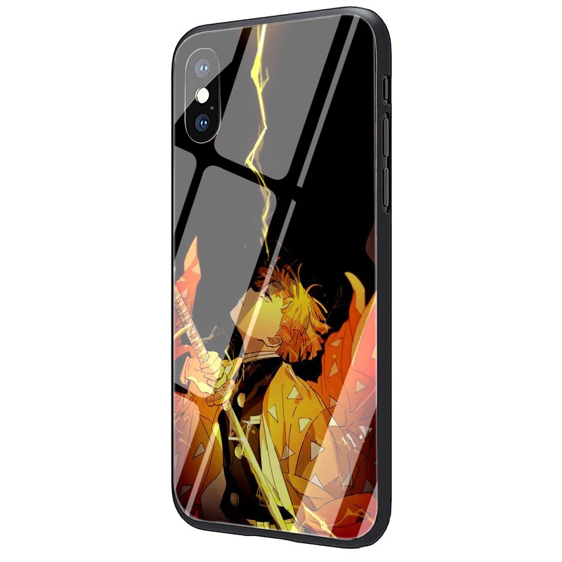 EWAU Zenitsu Kimetsu no yaiba чехол для телефона из закаленного стекла для iPhone 5 5S SE 6 6s 7 8 Plus X XR XS 11 pro Max - Цвет: G9
