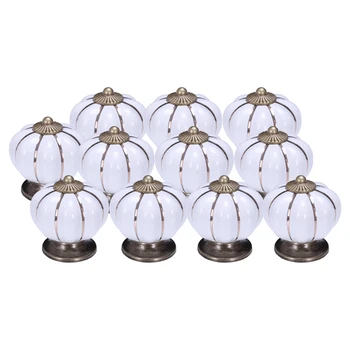 

12Pcs Pumpkin Zinc Ceramic Door Knobs Drawer Pull Handle Kitchen Cabinet Cupboard Wardrobe White