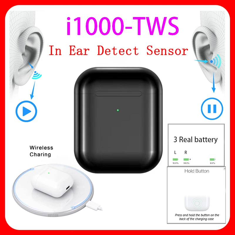 

Original i1000 TWS 1:1 In-ear Bluetooth 5.0 Earphone Aire2 Wireless Headphone headset Aire 2 Elari Open Lid Pop Up Real Capacity